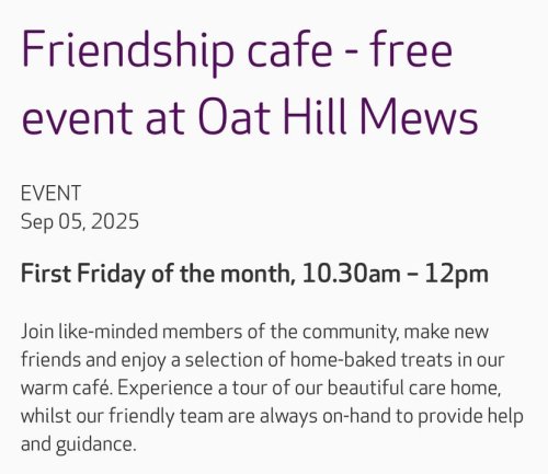 Carousel post from Oat Hill Mews Care Home.