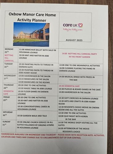 Photo post from Oxbow Manor Care Home.