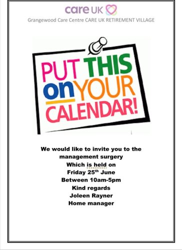 Photo post from Grangewood Care Home.