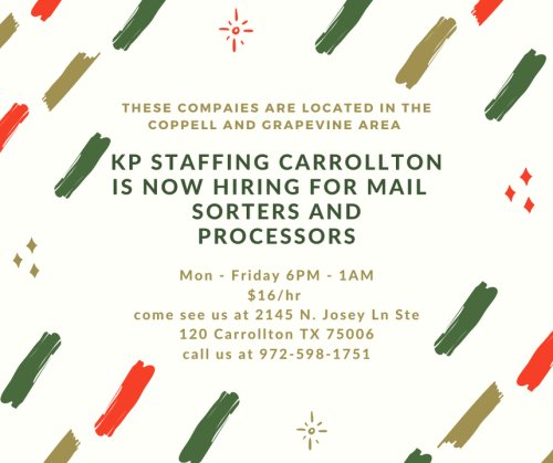 Photo post from KP Staffing Agency (Carrollton Branch).