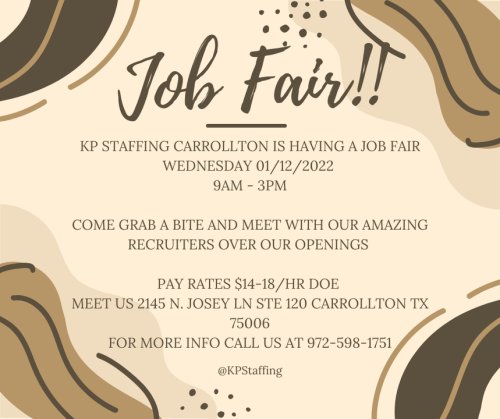 Photo post from KP Staffing Agency (Carrollton Branch).