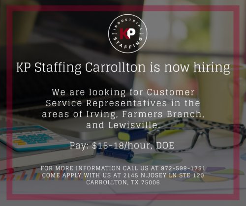 Photo post from KP Staffing Agency (Carrollton Branch).