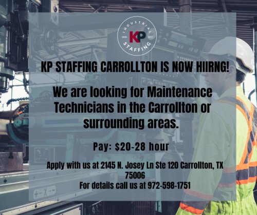 Photo post from KP Staffing Agency (Carrollton Branch).