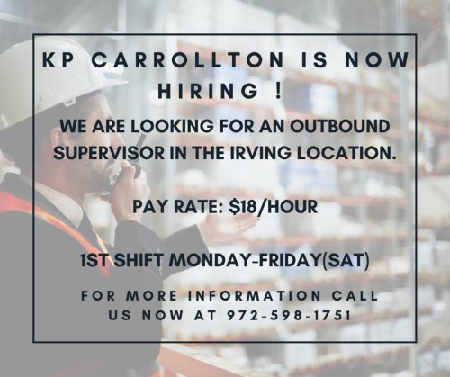 Photo post from KP Staffing Agency (Carrollton Branch).