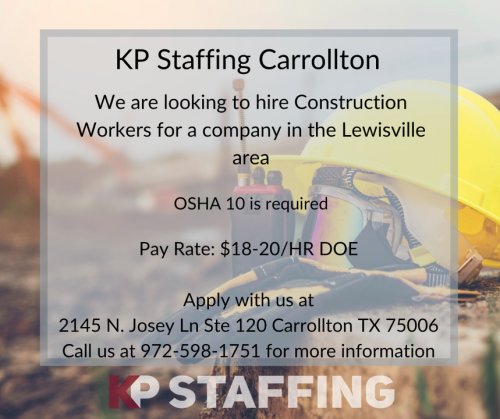 Photo post from KP Staffing Agency (Carrollton Branch).