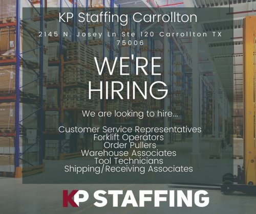 Photo post from KP Staffing Agency (Carrollton Branch).