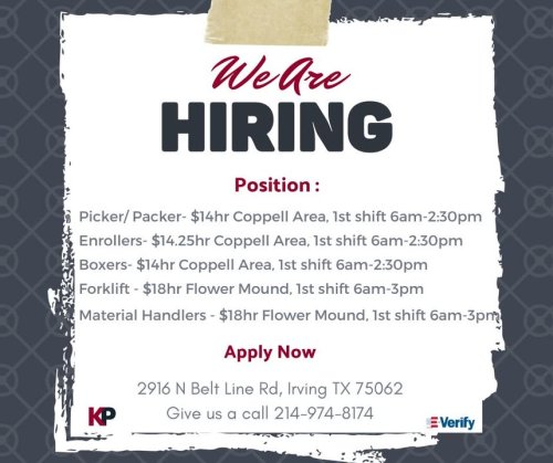 Photo post from KP Staffing Agency (Irving Branch).