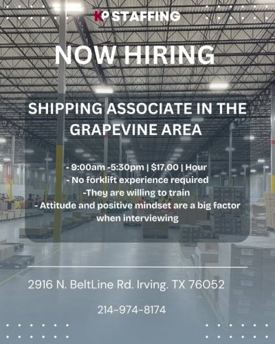 Photo post from KP Staffing Agency (Irving Branch).