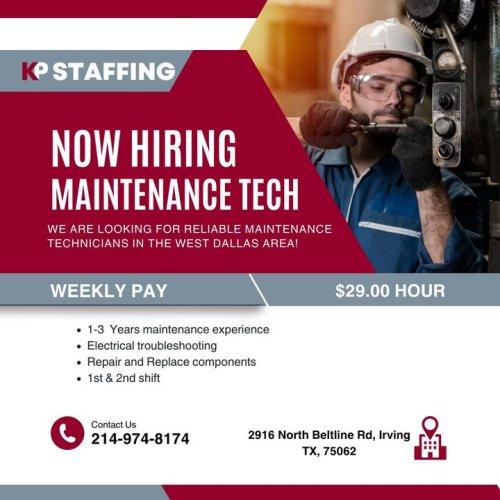 Photo post from KP Staffing Agency (Irving Branch).