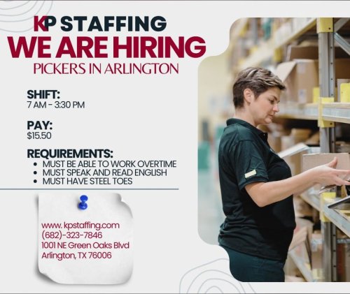 Photo post from KP Staffing Agency (Arlington Branch).