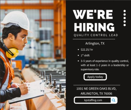 Photo post from KP Staffing Agency (Arlington Branch).