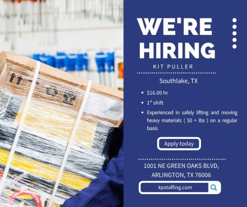 Photo post from KP Staffing Agency (Arlington Branch).