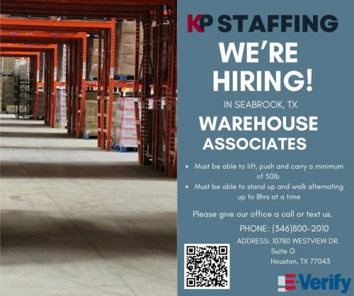 Photo post from KP Staffing Agency (West Houston Branch).