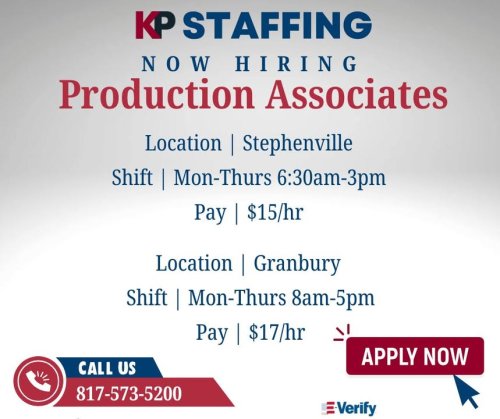 Photo post from KP Staffing Agency (Granbury Branch).