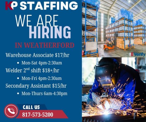 Photo post from KP Staffing Agency (Granbury Branch).