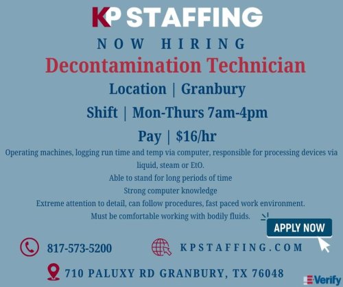 Photo post from KP Staffing Agency (Granbury Branch).