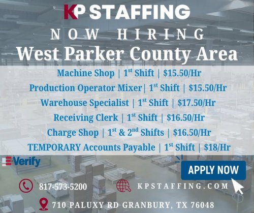 Photo post from KP Staffing Agency (Granbury Branch).