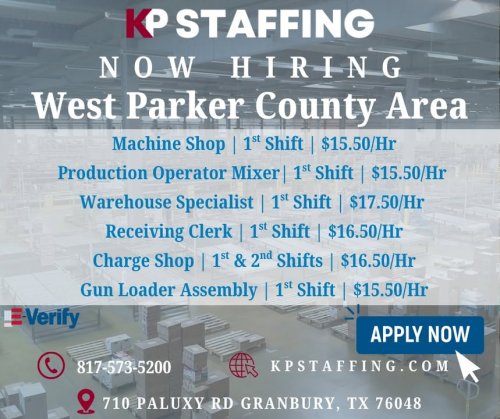 Photo post from KP Staffing Agency (Granbury Branch).