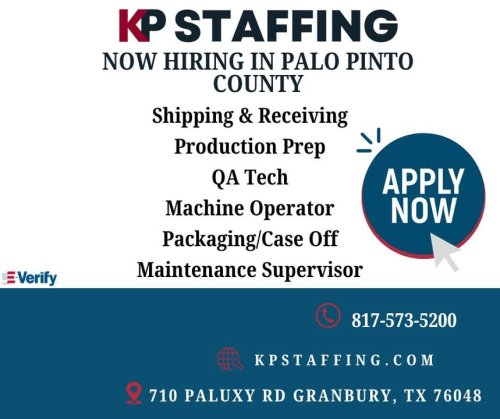 Photo post from KP Staffing Agency (Granbury Branch).
