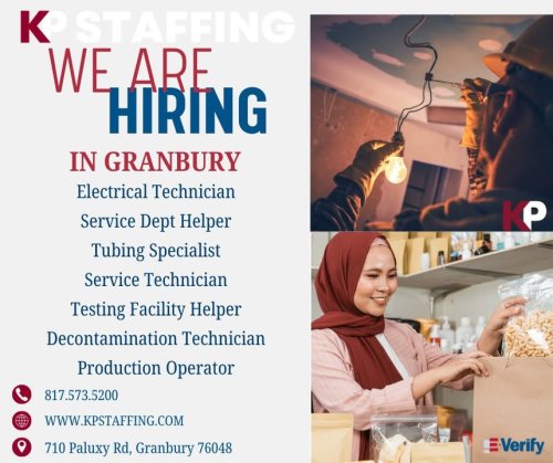 Photo post from KP Staffing Agency (Granbury Branch).