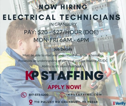Photo post from KP Staffing Agency (Granbury Branch).