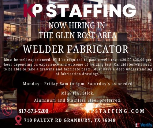 Photo post from KP Staffing Agency (Granbury Branch).
