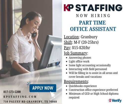 Photo post from KP Staffing Agency (Granbury Branch).