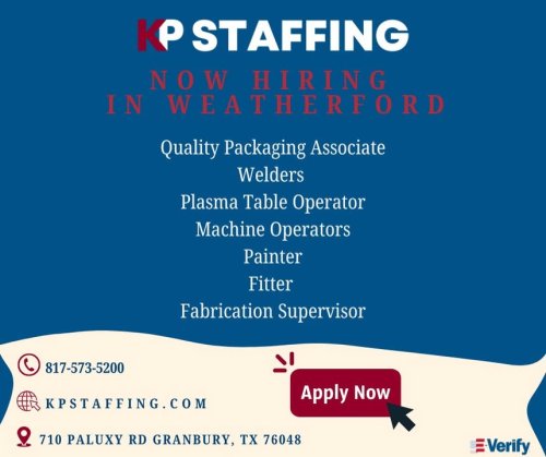 Photo post from KP Staffing Agency (Granbury Branch).