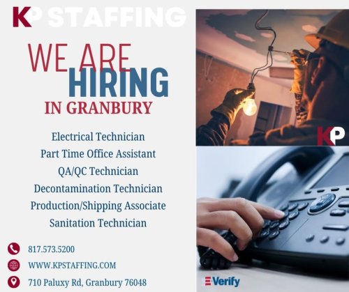 Photo post from KP Staffing Agency (Granbury Branch).