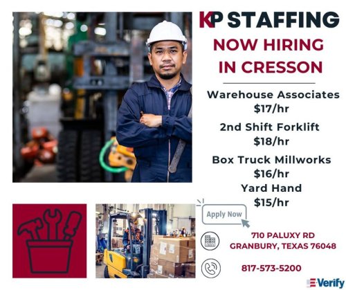 Photo post from KP Staffing Agency (Granbury Branch).