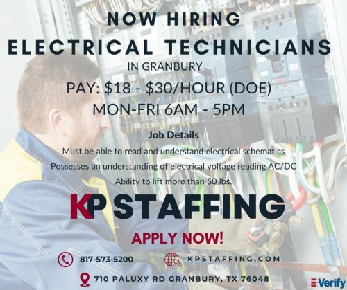 Photo post from KP Staffing Agency (Granbury Branch).