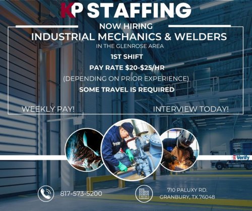 Photo post from KP Staffing Agency (Granbury Branch).