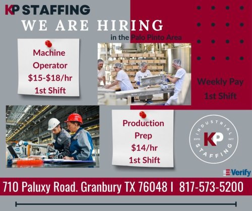 Photo post from KP Staffing Agency (Granbury Branch).