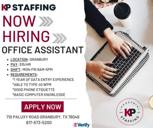 Photo post from KP Staffing Agency (Granbury Branch).