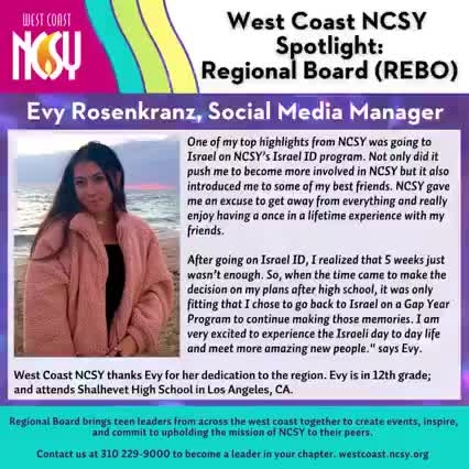 Video post from West Coast NCSY.