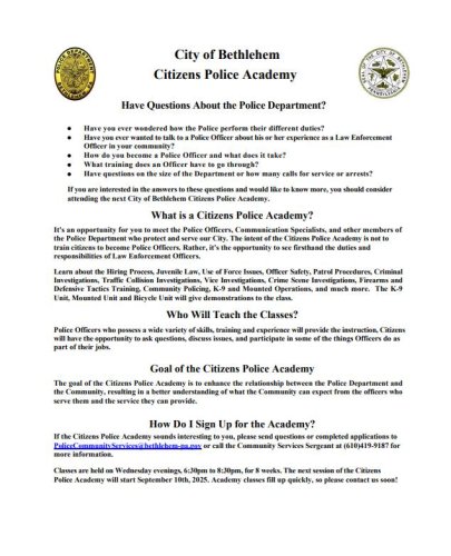 Photo post from Bethlehem Police Department, Bethlehem, PA.