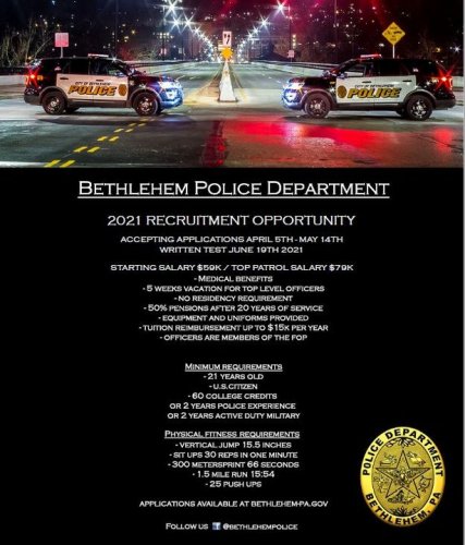 Photo post from Bethlehem Police Department, Bethlehem, PA.