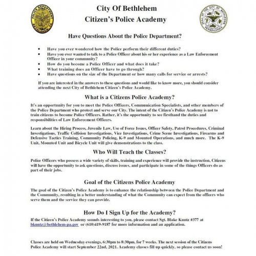 Photo post from Bethlehem Police Department, Bethlehem, PA.