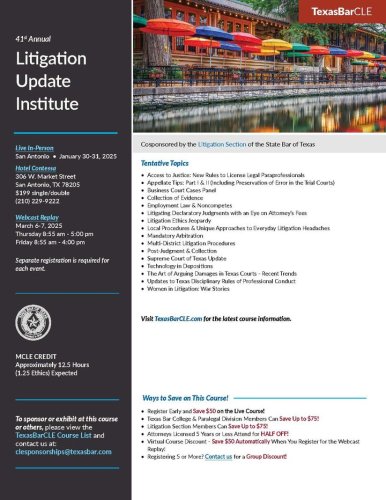 Photo post from Litigation Section of the State Bar of Texas.