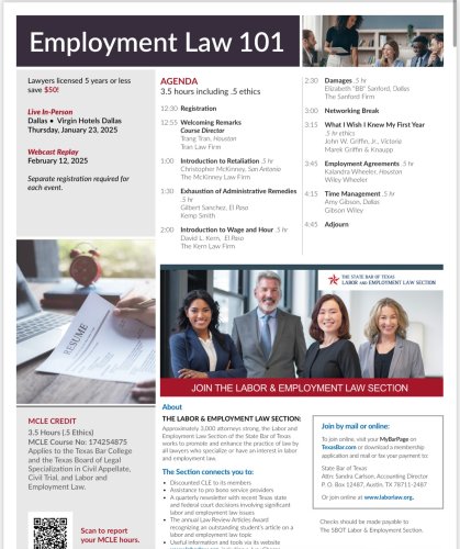 Photo post from laborlawtexasbar.
