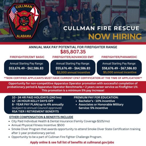 Photo post from Cullman Fire Rescue.