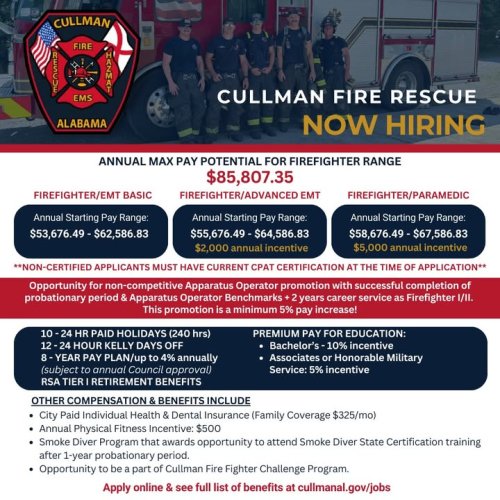 Photo post from Cullman Fire Rescue.