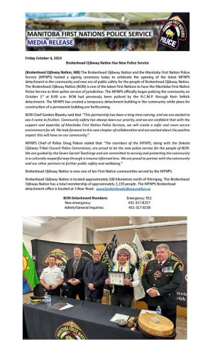 Photo post from Manitoba First Nations Police Service.