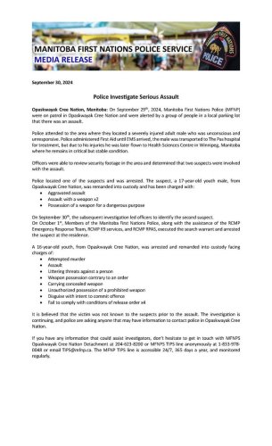 Photo post from Manitoba First Nations Police Service.