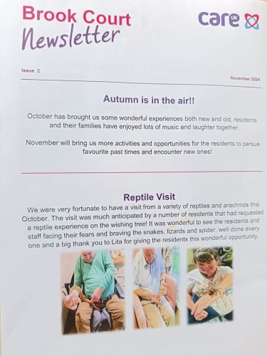 Carousel post from Brook Court Care Home.