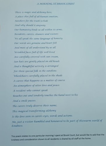 Carousel post from Brook Court Care Home.