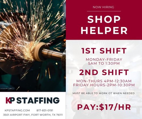 Photo post from KP Staffing Agency (Fort Worth Branch).