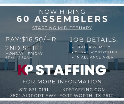Photo post from KP Staffing Agency (Fort Worth Branch).