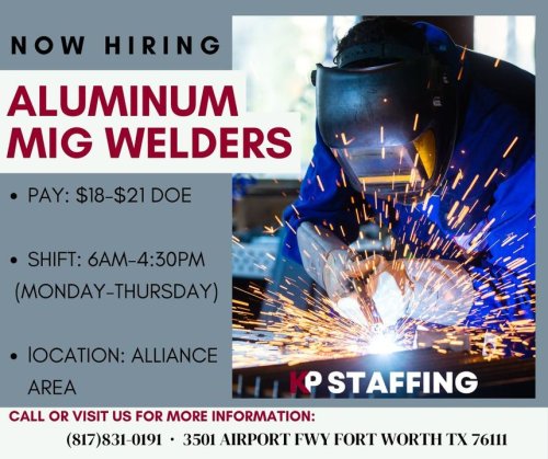 Carousel post from KP Staffing Agency (Fort Worth Branch).