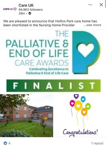 Photo post from Hollins Park Care Home.